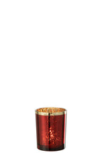 J-LINE WINDLICHT HURRICANE GOLD RIM GLASS RED MEDIUM