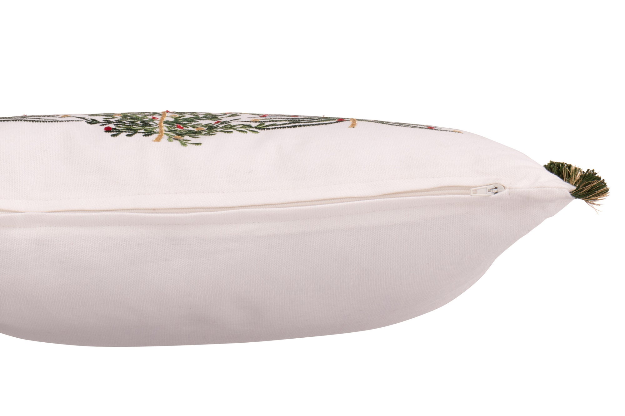 J-LINE KUSSEN KERSTBOMEN KATOEN WIT/DONKERGROEN