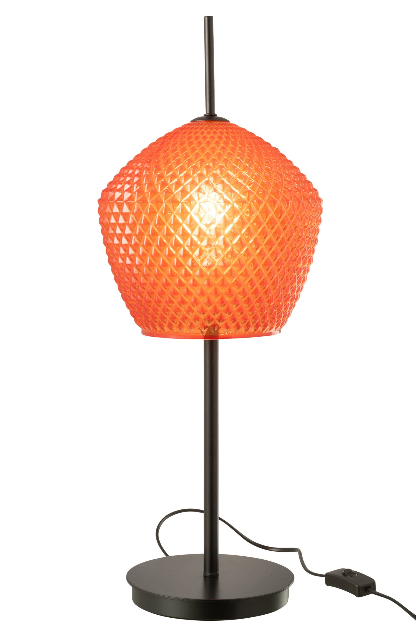 J-LINE TAFELLAMP GLAS METAAL ROOD