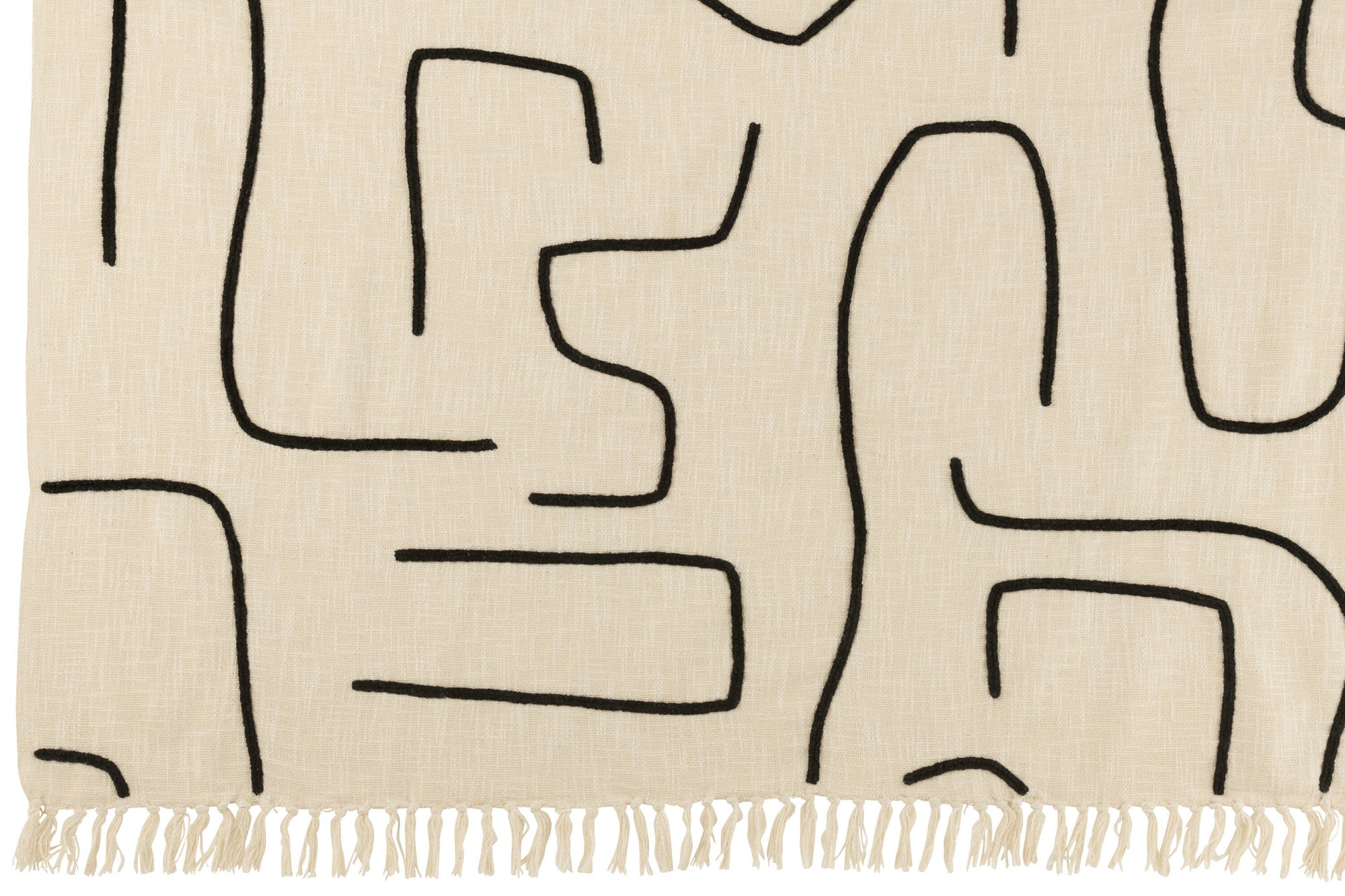 J-LINE PLAID LINES/CURVES KATOEN WIT/ZWART