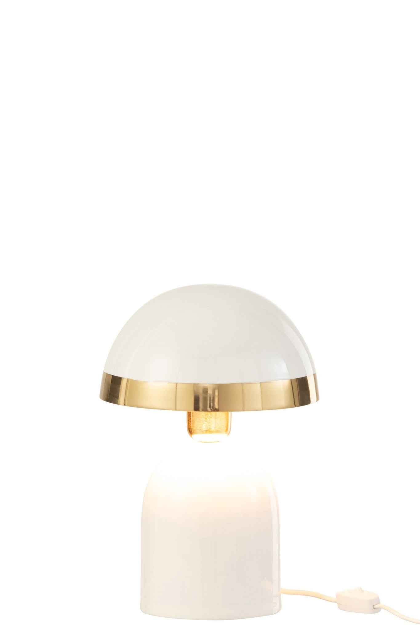 Metalen lamp, glanzend wit met gouden rand