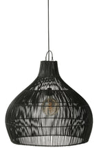 Rotan lampenkap in peervorm, zwart