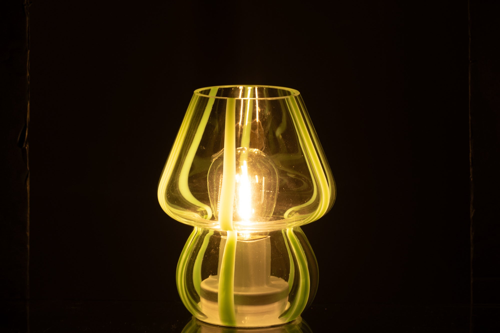 Tafellamp Strepen Glas Transparant/Groen Klein