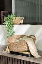 J-LINE SET VAN 3 RONDE MANDEN MET HANDVAT + KWASTJE GRAS NATUREL