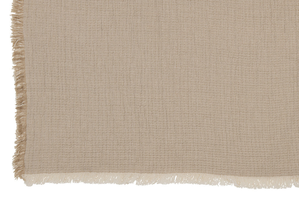 J-LINE PLAID FRINGES – KATOEN MUSLIN DONKERBEIGE