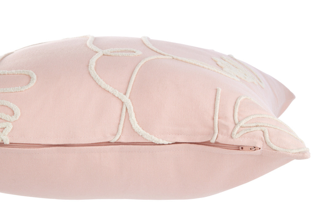 J-LINE KUSSEN ABSTRACTE GEZICHTEN – KATOEN – LICHTROZE/WIT – 45 CM