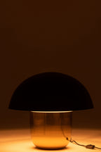 Paddenstoellamp ijzer zwart/goud groot