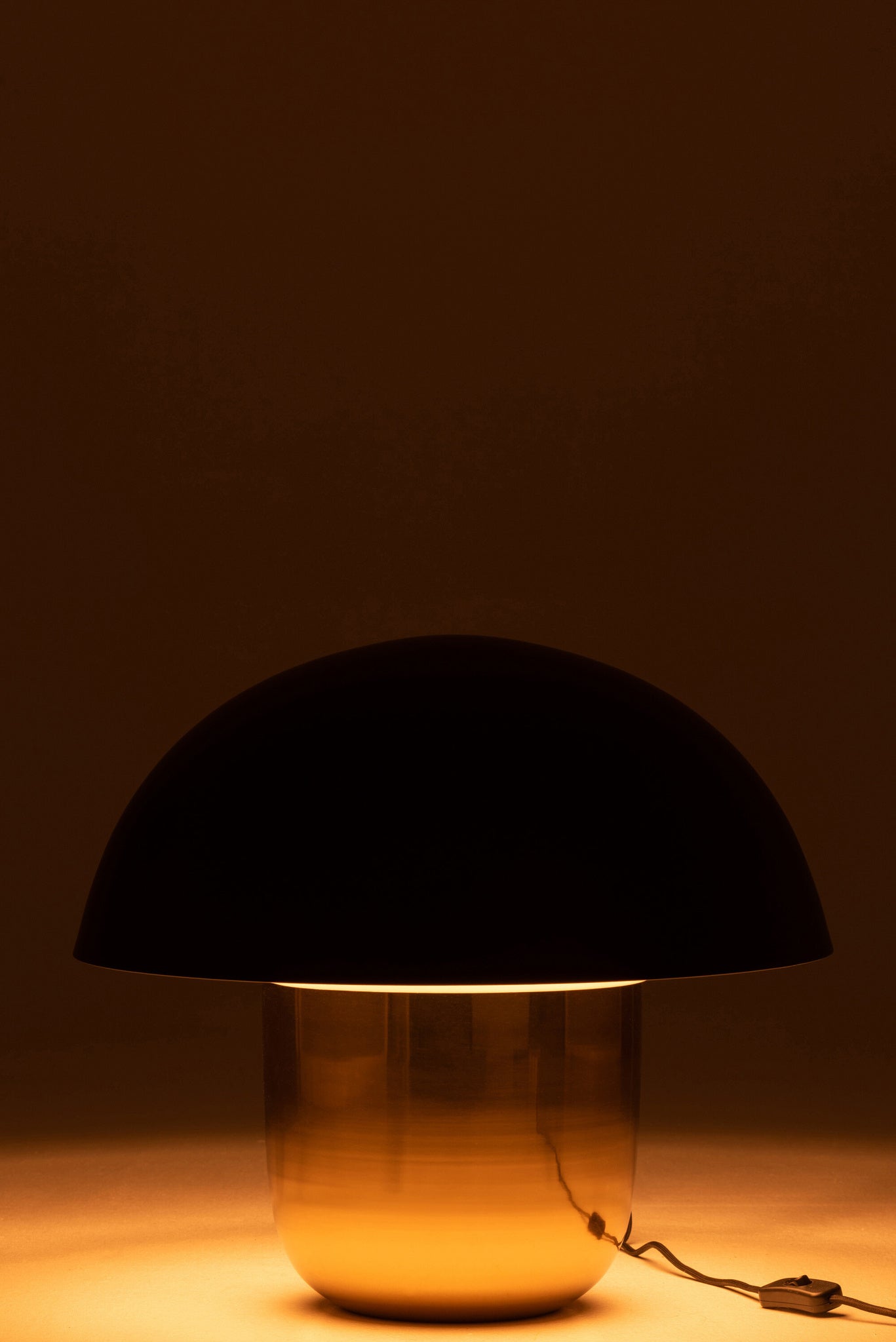 Paddenstoellamp ijzer zwart/goud groot