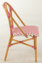 Eetkamerstoel rotan roze/wit