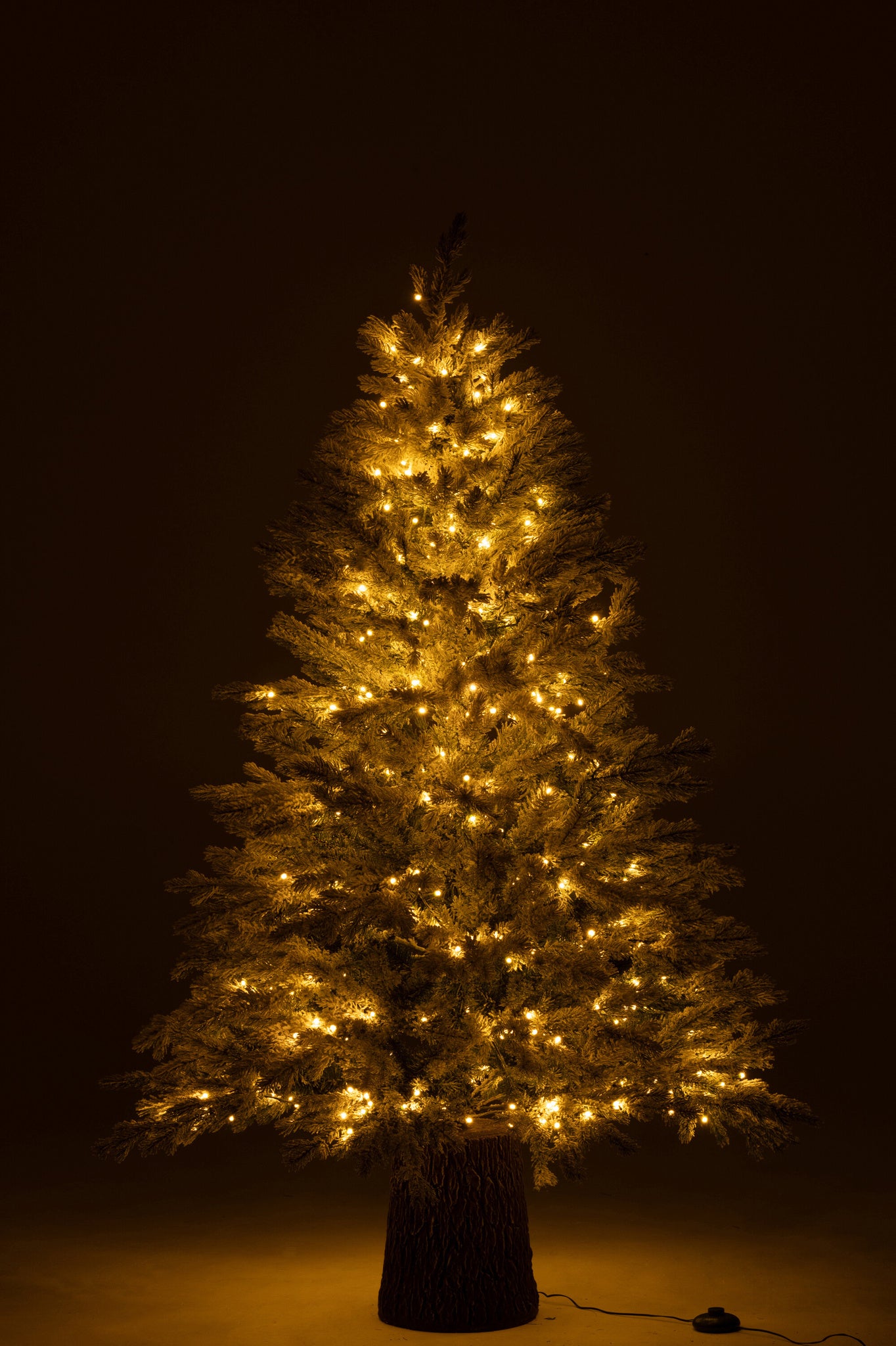 J-LINE KERSTBOOM 600 LED HOUTEN VOET BESNEEUWD KUNSTMATIG DONKERGROEN