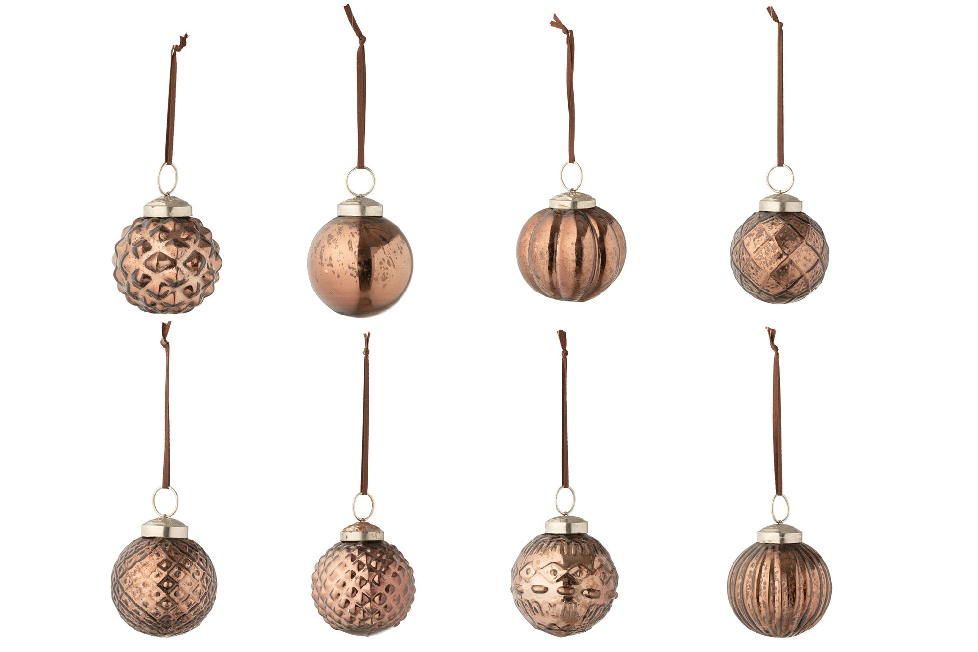 J-LINE DOOS VAN 40 KERSTBALLEN 8 PATRONEN GLAS BRUIN