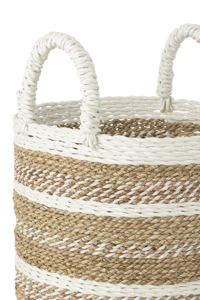 J-Line Set Of 3 Baskets Caro Raffia White/Natural