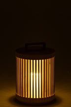 Cilinderlamp vurenhout/LED naturel groot