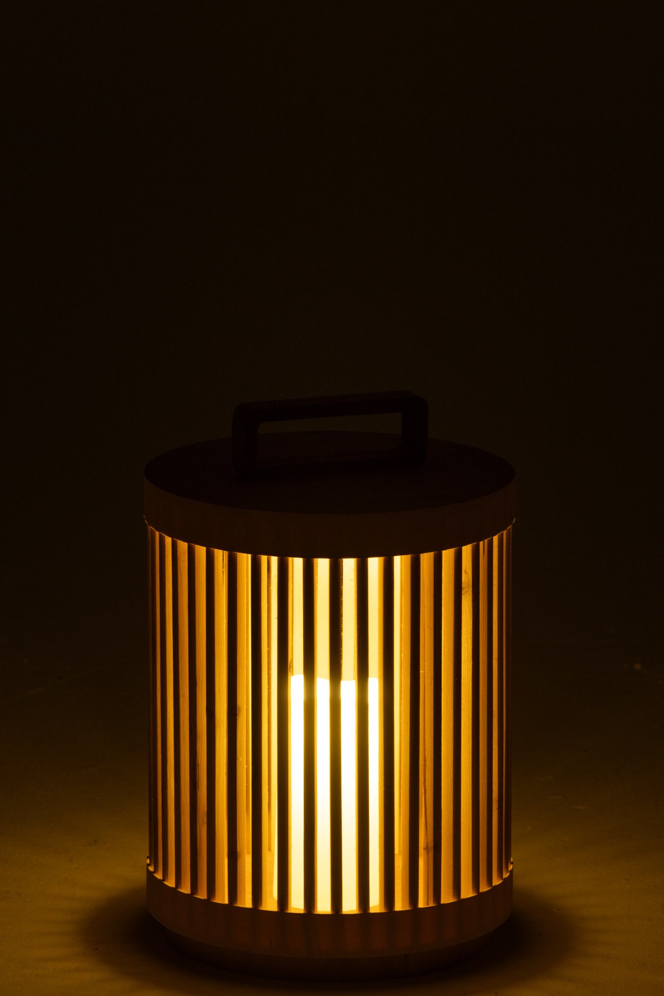 Cilinderlamp vurenhout/LED naturel groot