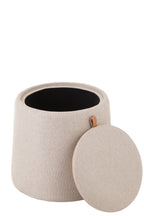 J-LINE POEF/SIDETABLE ROND TEXTIEL/HOUT BEIGE