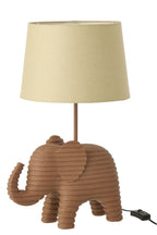 Gestreepte tafellamp van polyresin, bruin