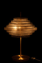 Tafellamp LED goudkleurig metaal/gerookt glas
