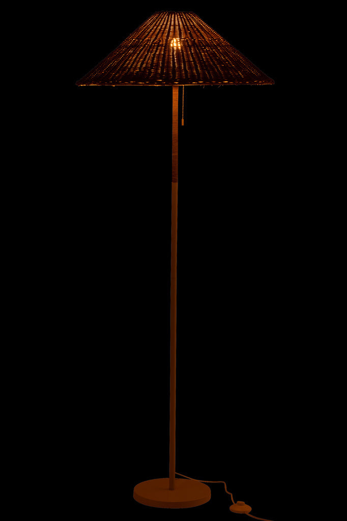 J-LINE VLOERLAMP METAAL/ROTAN – WIT/NATUUR