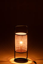 Lamp op voet Elton metaal/rotan zwart/naturel klein