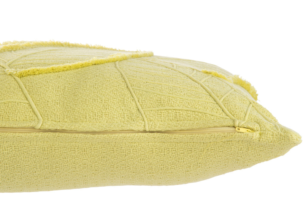 J-LINE KUSSEN BLADEREN KATOEN CITROEN GROEN