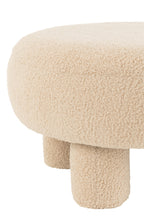 Ronde kruk teddy-poten bouclé warm beige