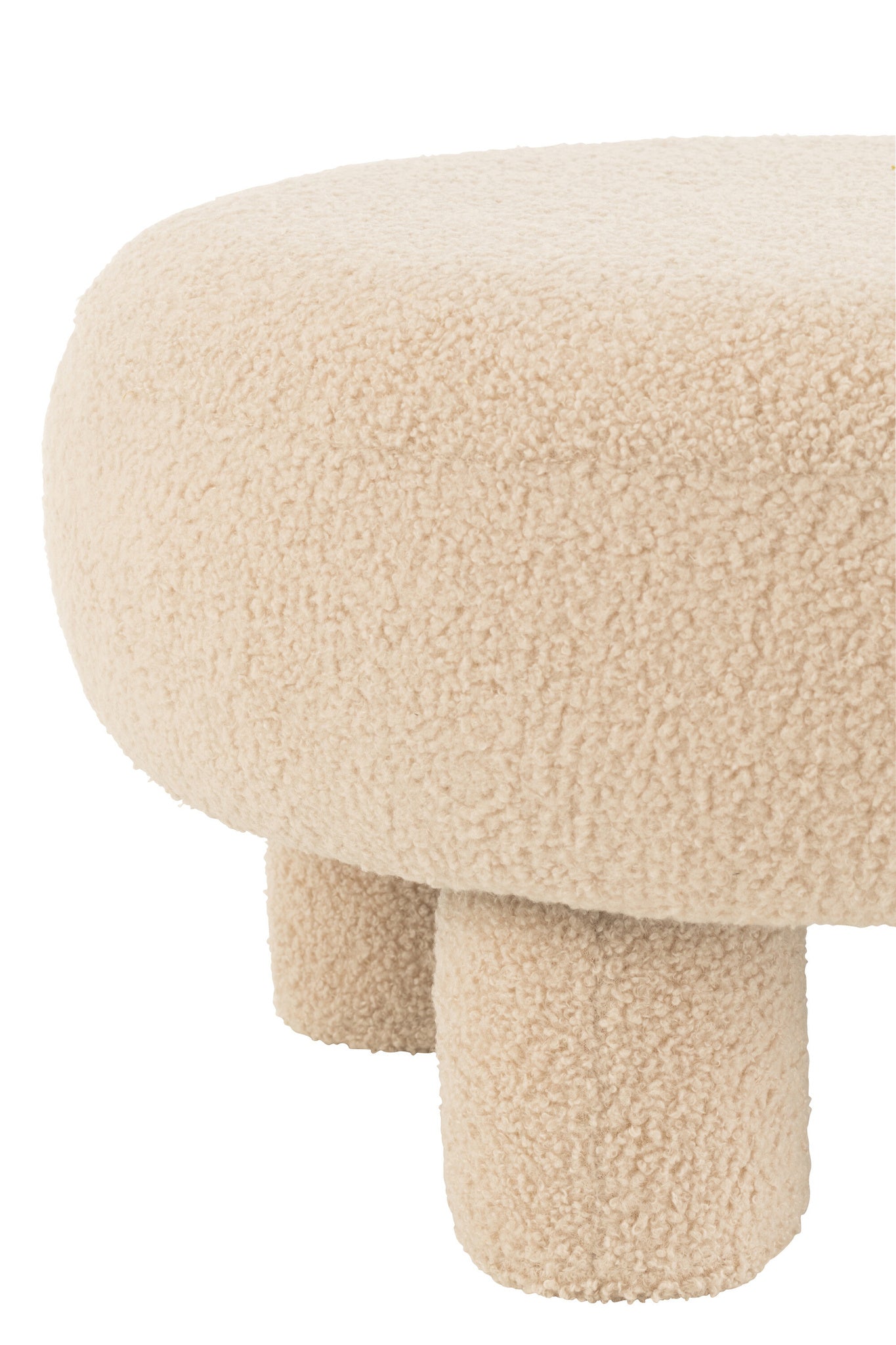 Ronde kruk teddy-poten bouclé warm beige