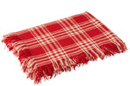 J-LINE DEKEN GERUIT KATOEN KERST ROOD/WIT