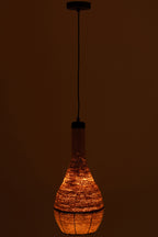 J-LINE HANGING LAMP PEAR LINES SEAGRASS – NATURAL/BLACK