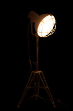 Staande ronde metalen lamp grijs