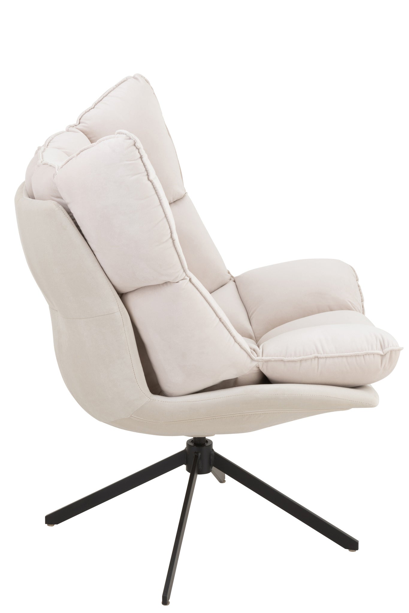 Relax-stoel met kussen op frame, textiel/metaal, beige