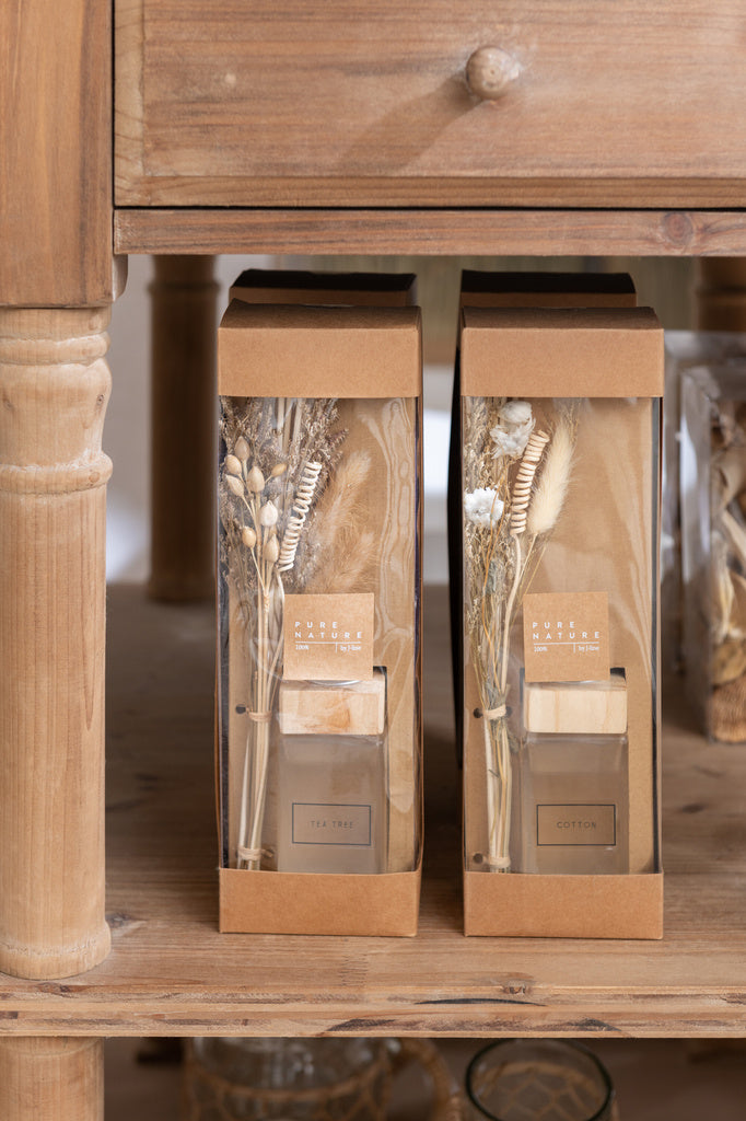 J-LINE GEURIGE OLIE + BLOEMENTAKKEN NATURAL SET VAN 2