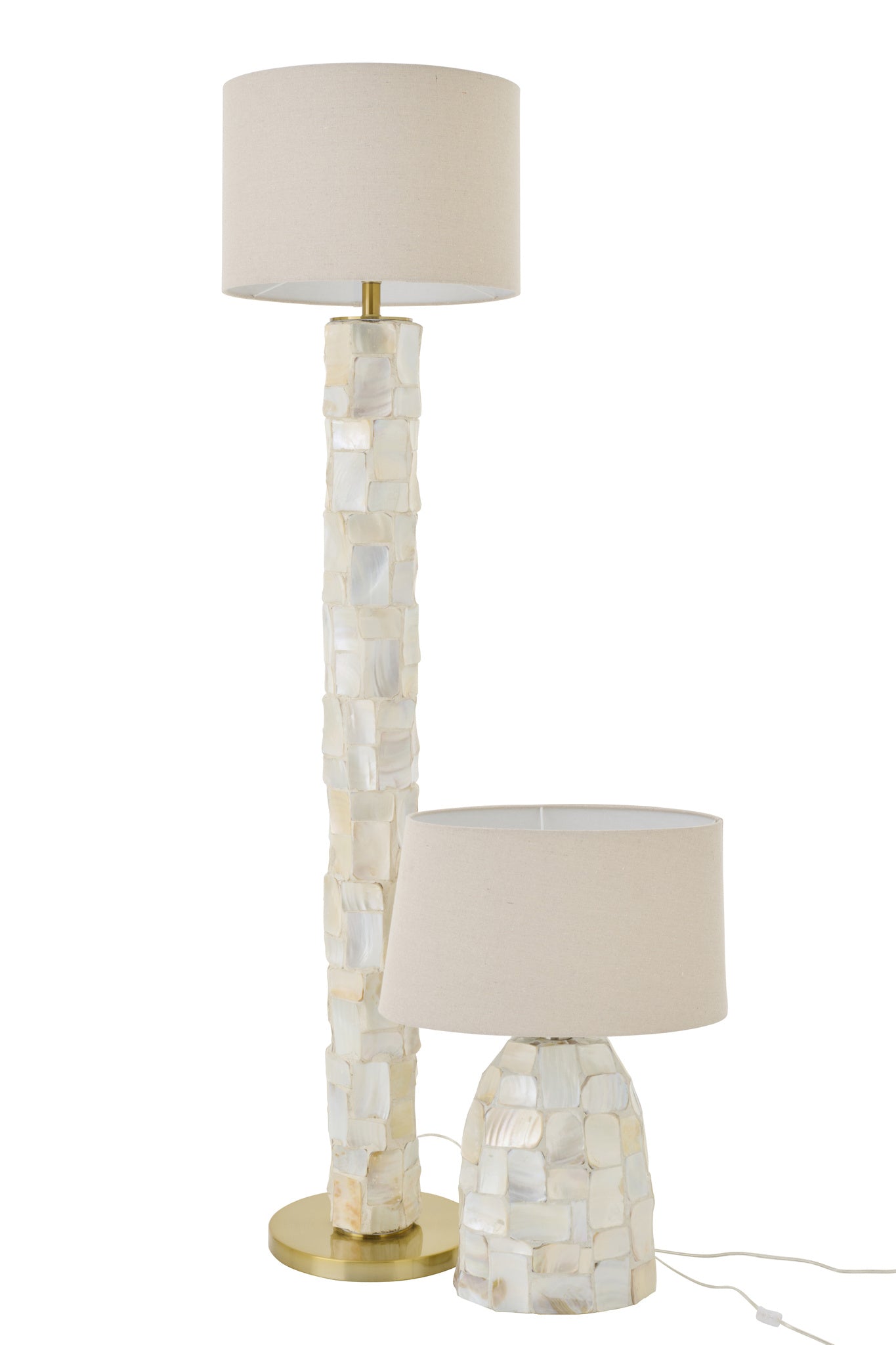 Vloerlamp parelmoer-effect schelp off-white/lichtbeige