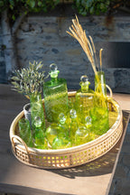 J-LINE VAAS BOL BLADEREN GLAS GROEN - TWEE STUKS