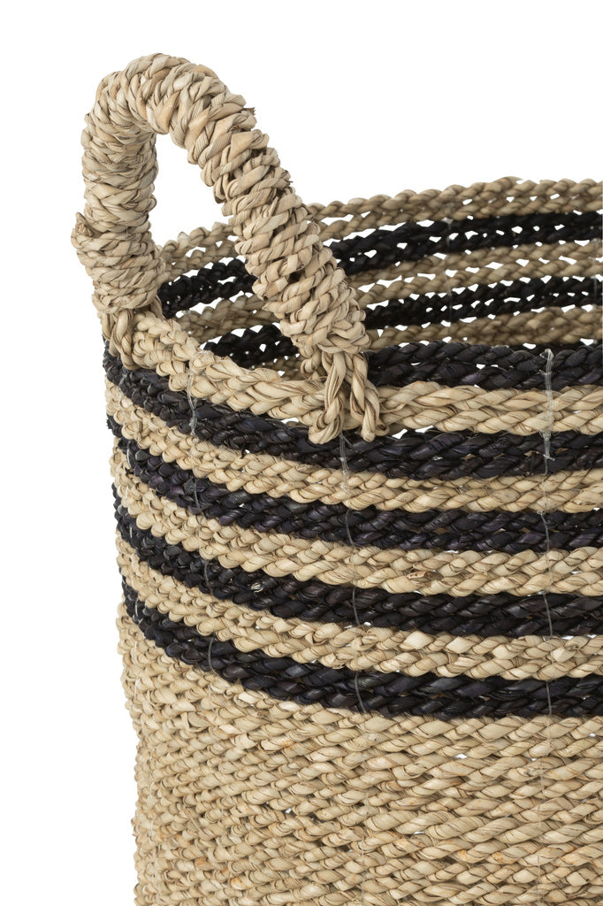 J-Line Set van 3 Manden Aline Raffia Zwart/Naturel