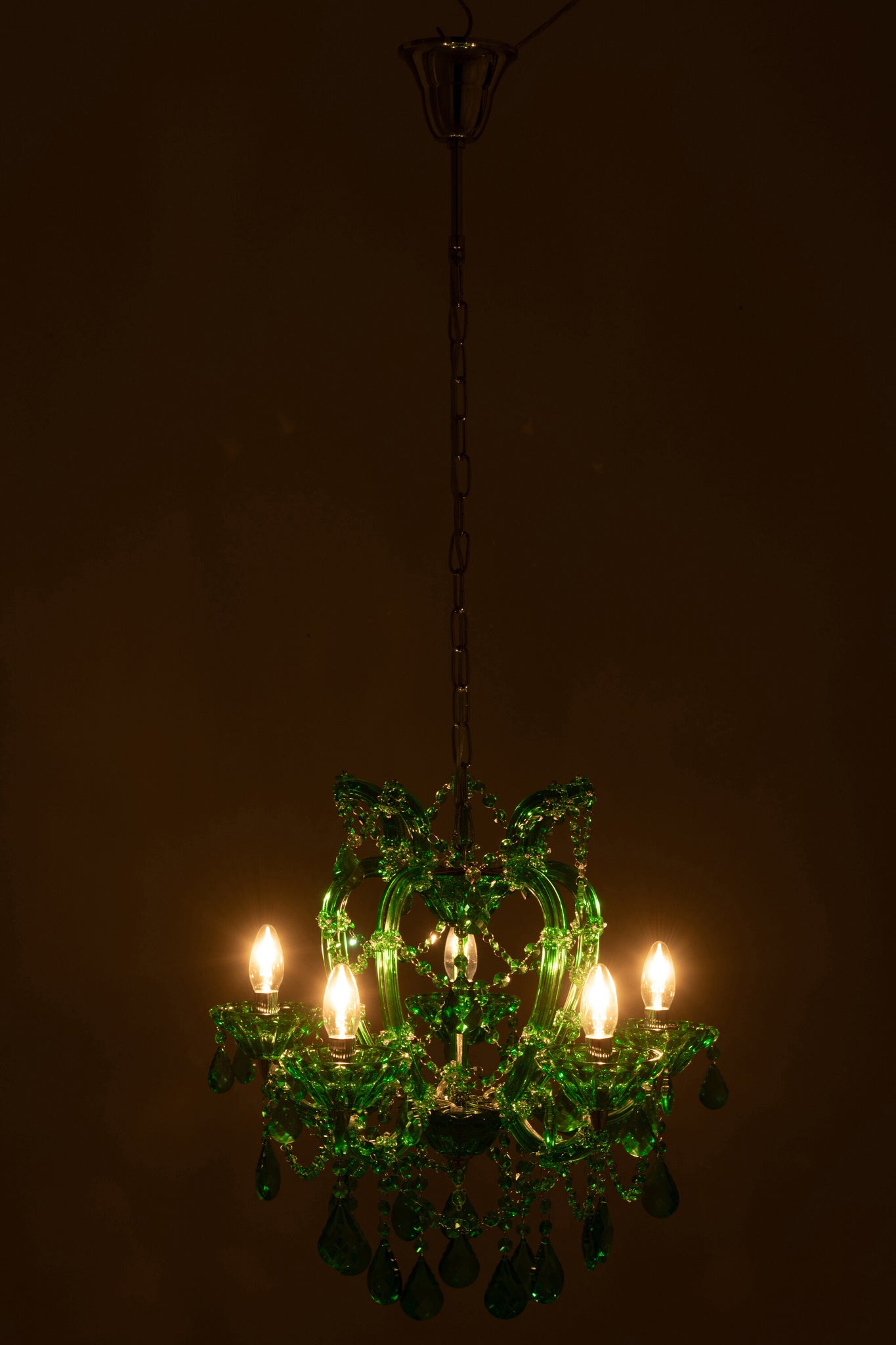 Plafondlamp Kroonluchter Antiek Glas Smaragdgroen