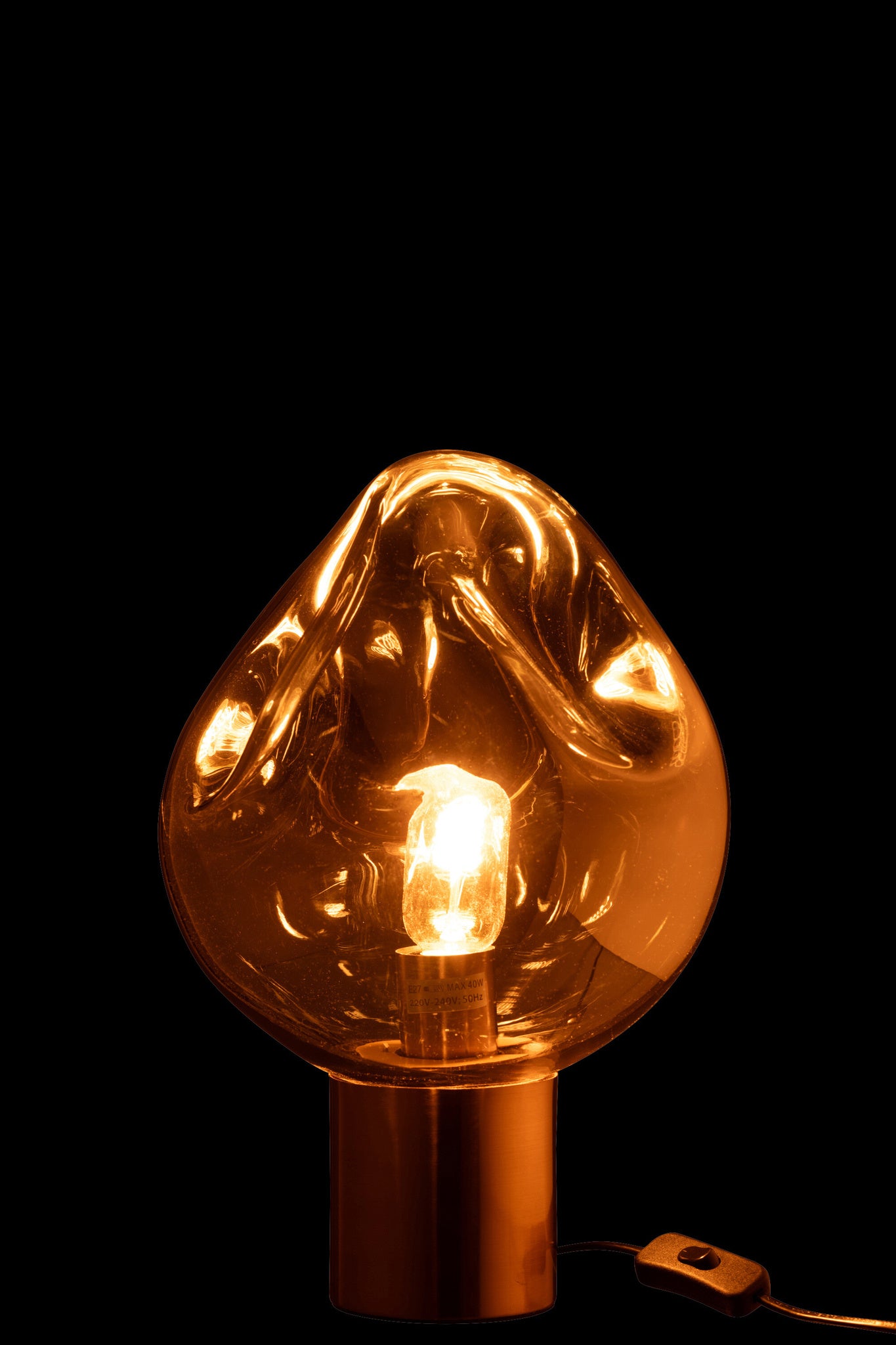 Tafellamp goudkleurig metaal/grijs glas