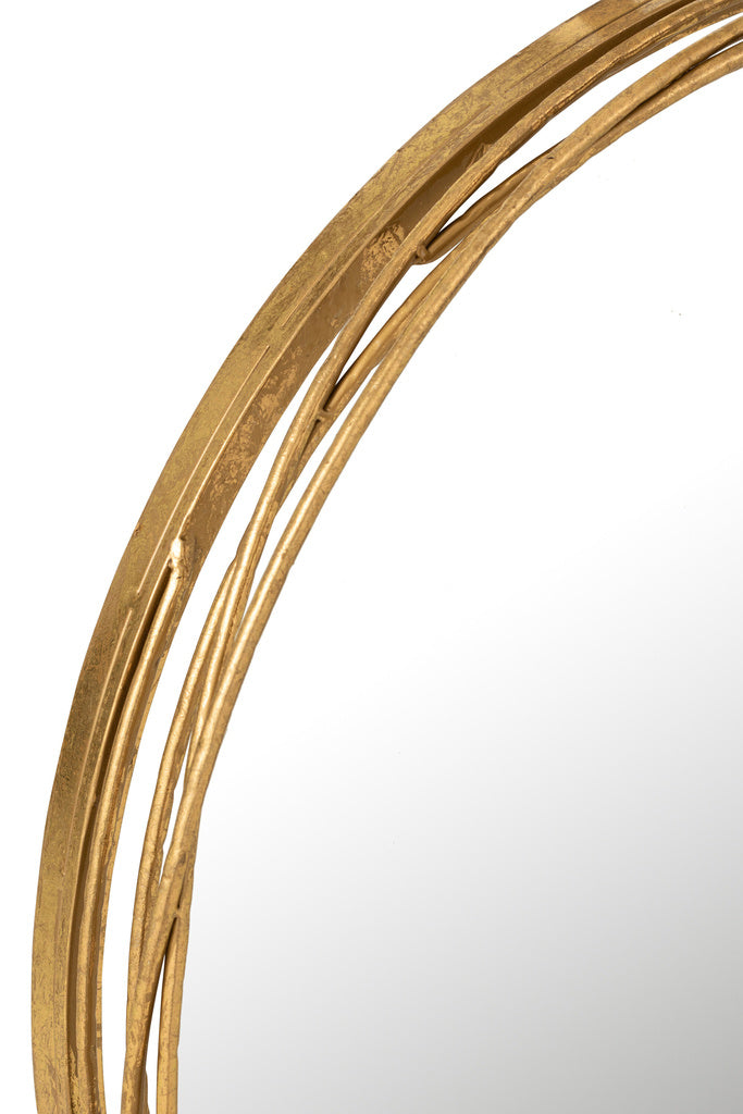 J-LINE RONDE SPIEGEL AURORA IJZER/GLAS GOUD KLEIN