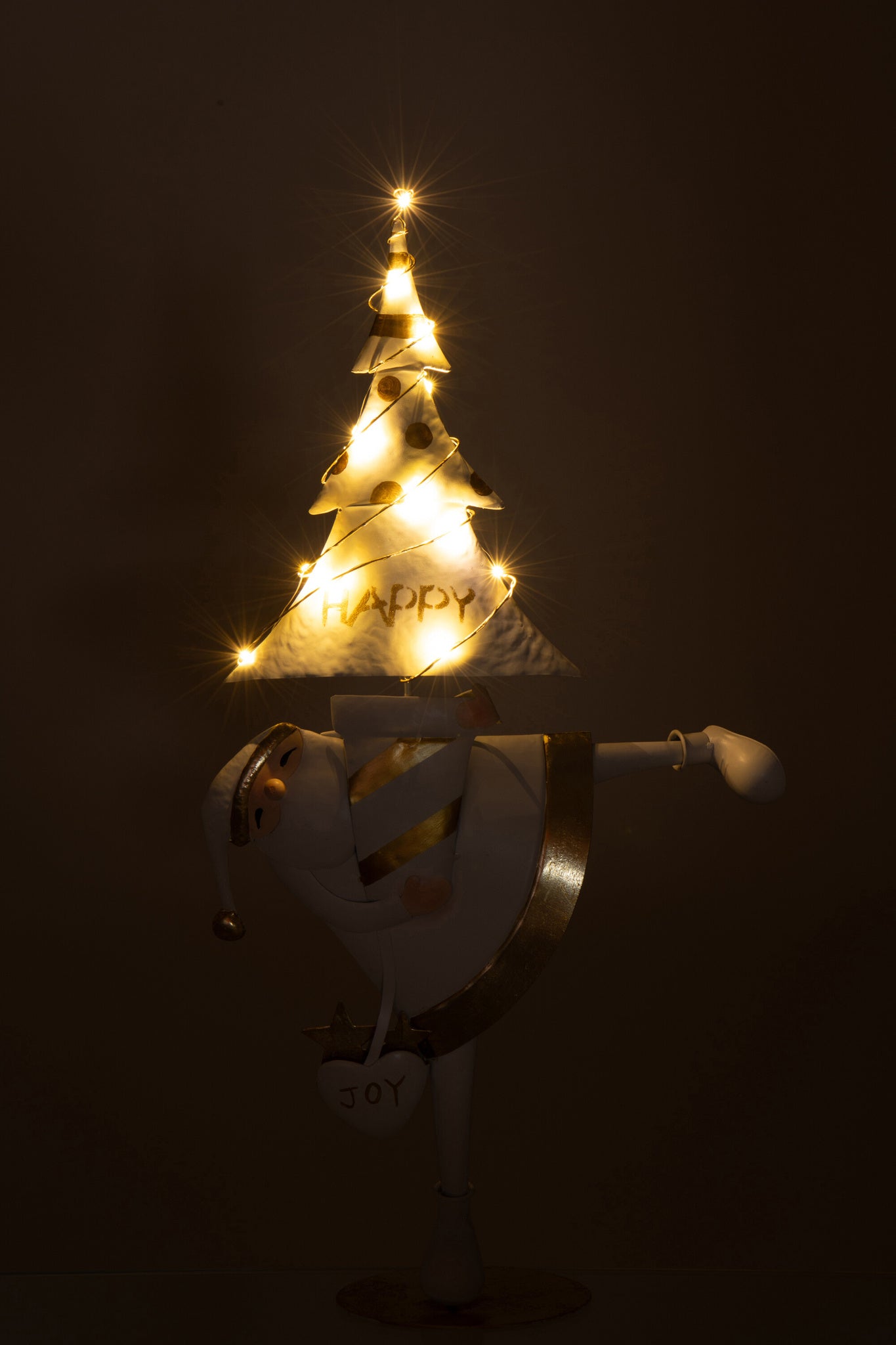 J-LINE KERSTMAN LED BOOM IJZER GOUDKLEURIG/WIT GROOT