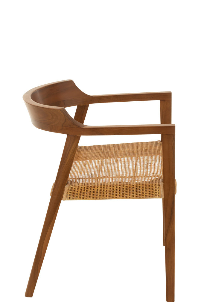 J-LINE DINING CHAIR SQUARE OPEN WEBBING TEAK WOOD BROWN