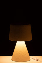 Tafellamp met kleine kap, steengoed, beige
