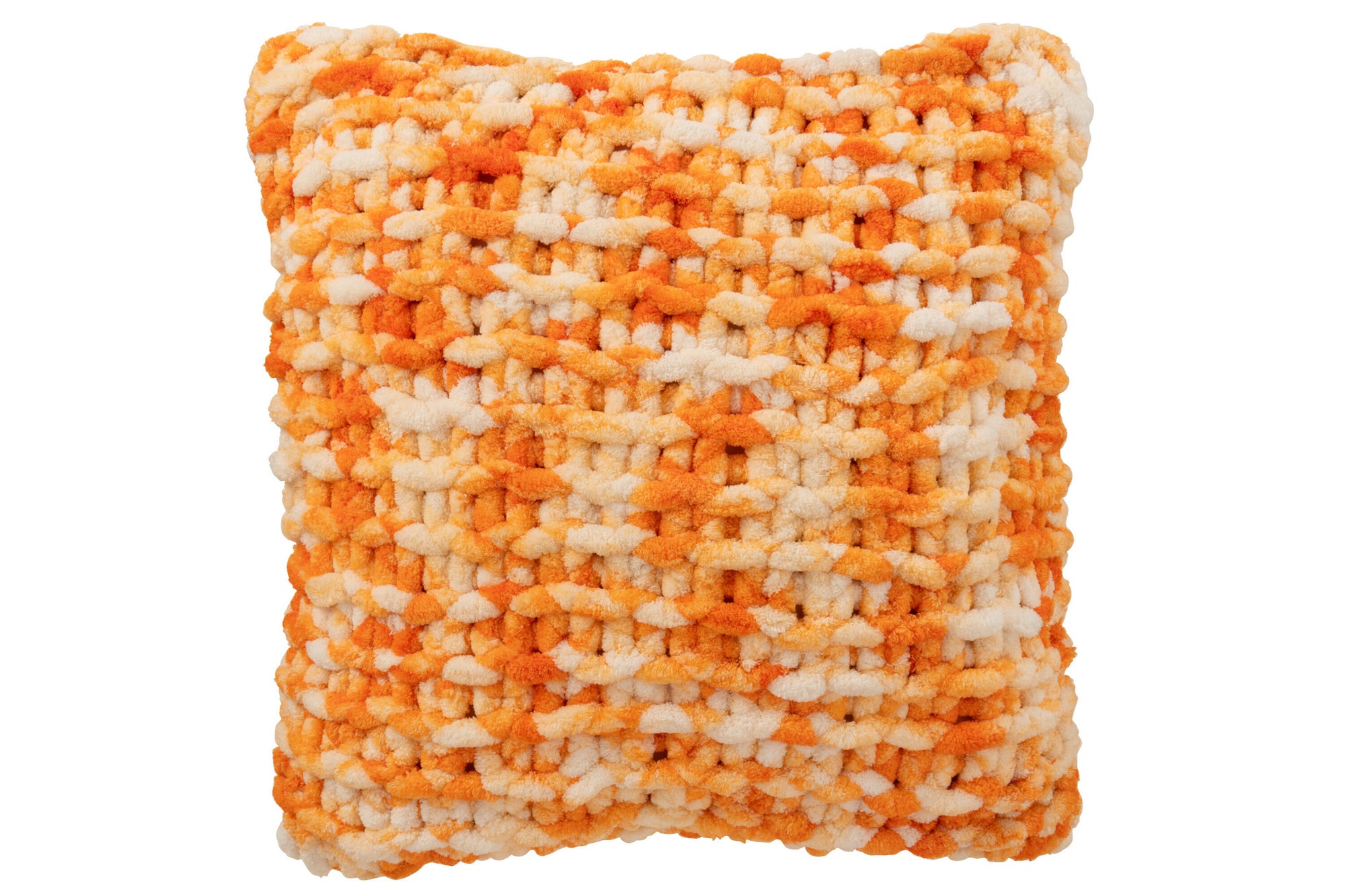 Kussen Gebreid Polyester Oranje/Wit