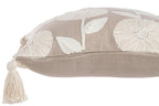 J-LINE KUSSEN FLOWERS/LEAVES – KATOEN – TAUPE/BEIGE – 45 CM