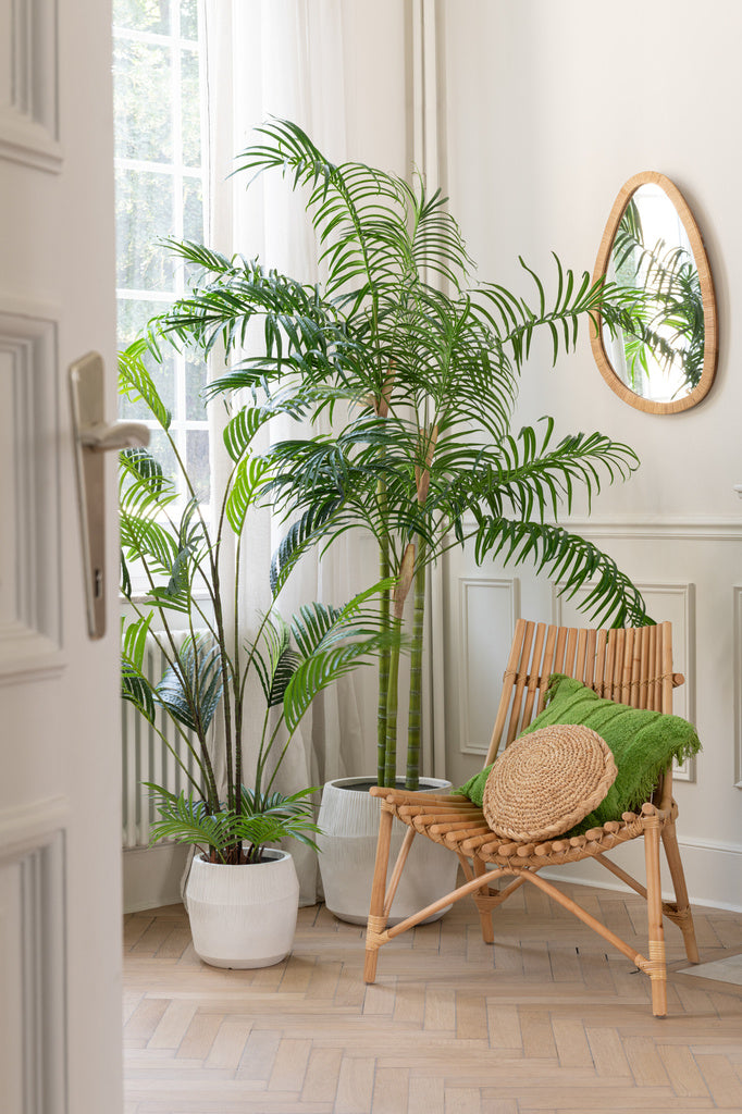 J-LINE KUSSEN TUFTED CURVES + FRANJES – WOL/KATOEN – GROEN – 45 CM