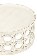 Salontafel met houtsnijwerk van vurenhout/MDF wit