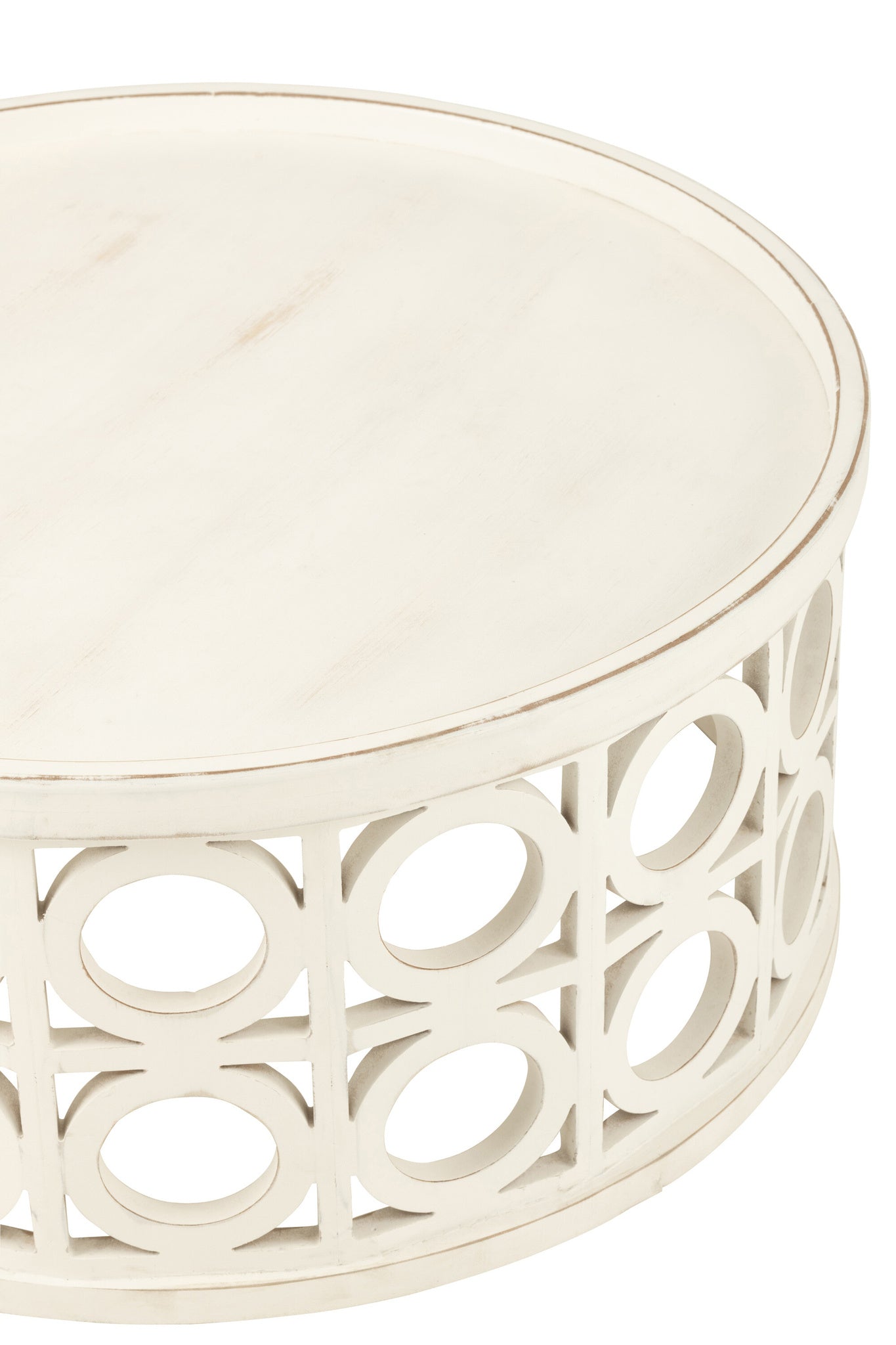 Salontafel met houtsnijwerk van vurenhout/MDF wit