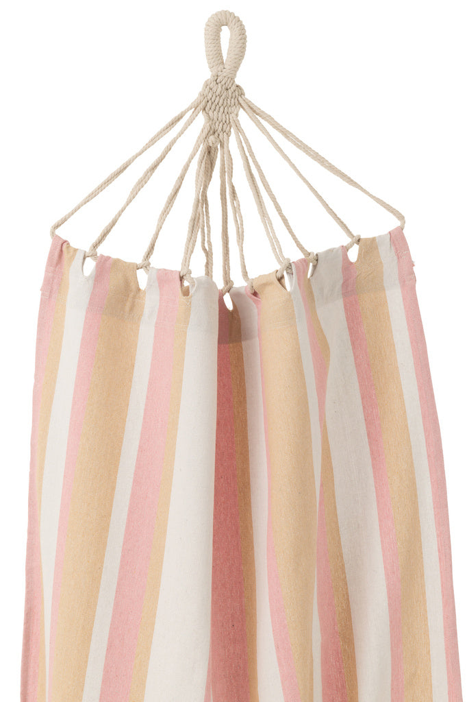 J-LINE HANGMAT STREPEN – KATOEN/POLYESTER WIT/BEIGE/ROZE