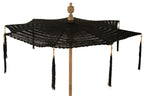 J-LINE PARASOL TASSELS COTTON/WOOD BLACK LARGE