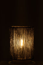 Tafellamp LED cilindrisch metaal/katoen zwart groot