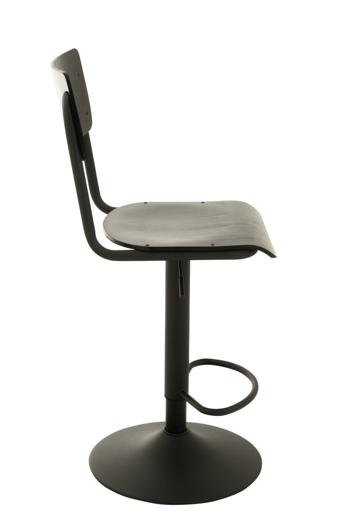 J-LINE BARKRUK – HOUT/METAAL – ZWART – INDUSTRIEEL DESIGN