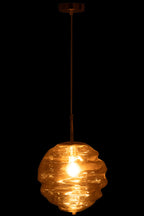 J-LINE HANGLAMP HONEYCOMB GLAS LICHT COGNAC